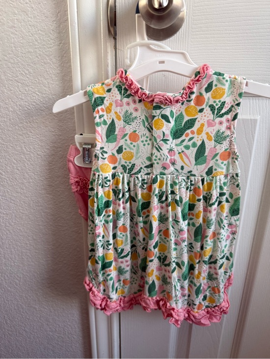 Magnetic Me Other - Magnetic Me White Floral & Fruit Print Tank Top with Pink Trim